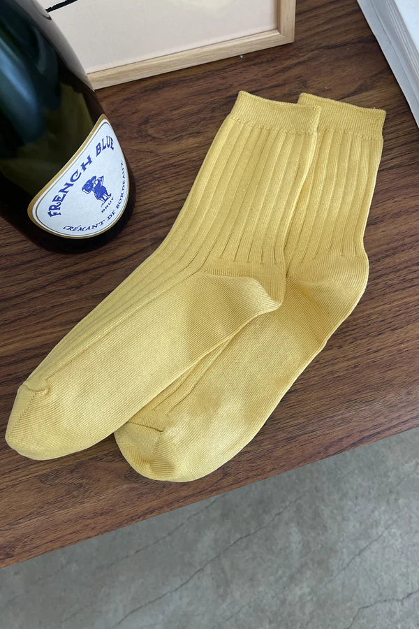 Ribbed Socks in Buttercup Yellow