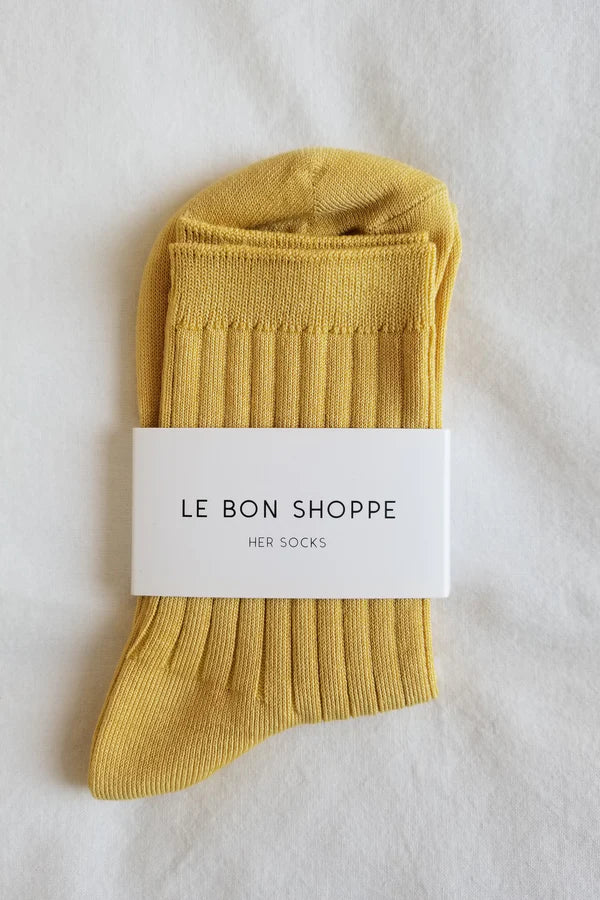 Ribbed Socks in Buttercup Yellow