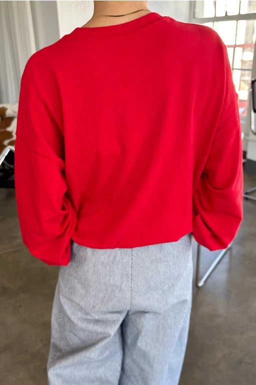 Cali Jersey Sweatshirt in Chili Red