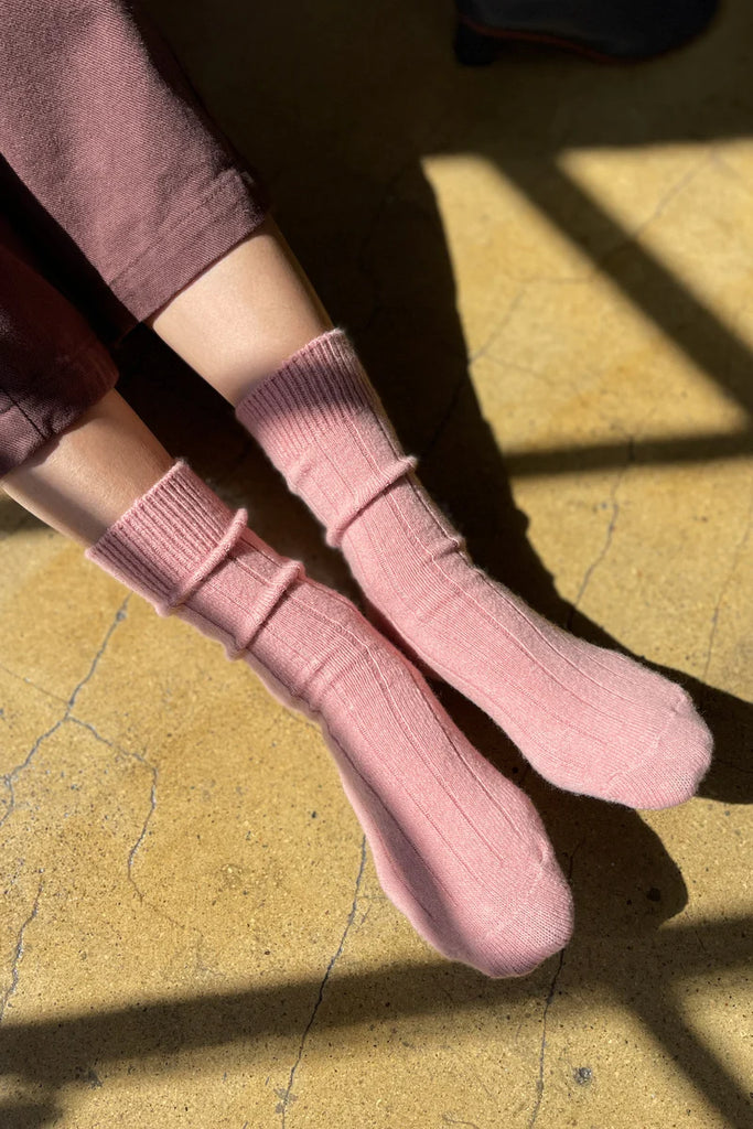 Classic Cashmere Socks in Rose Petal