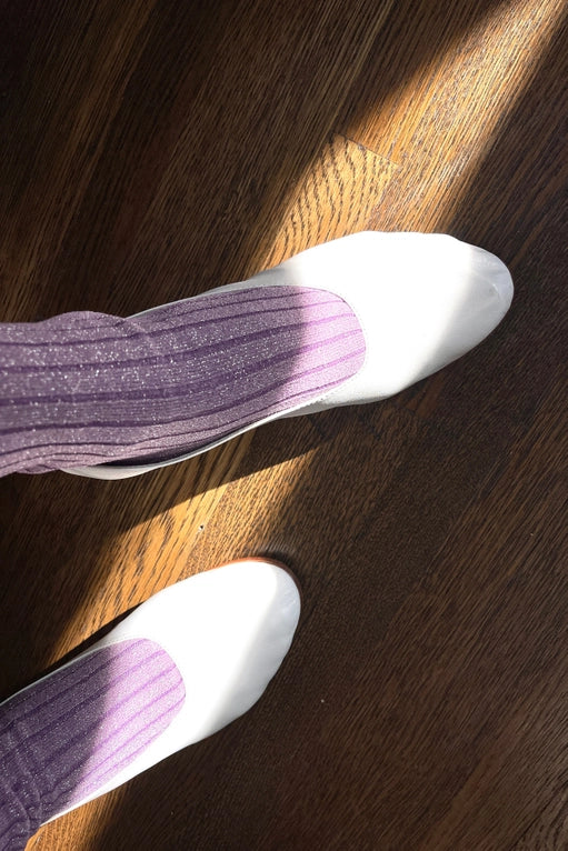 Ribbed Socks in Glitter Lilac Purple