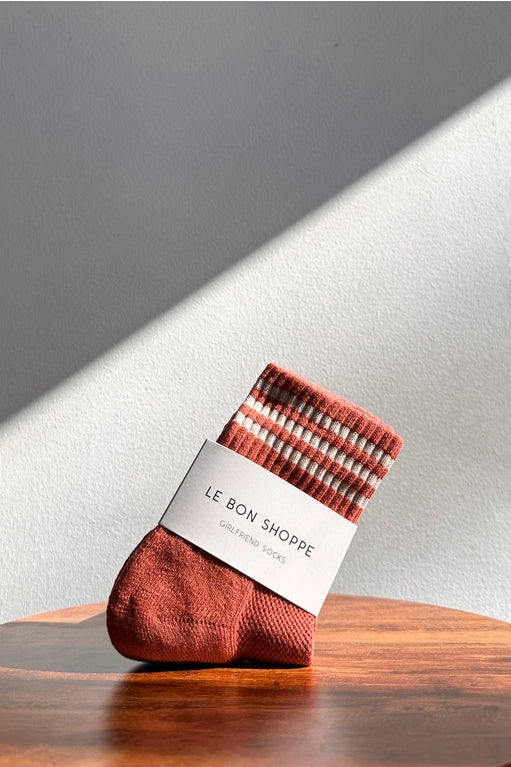 Short Striped Socks in Terracotta