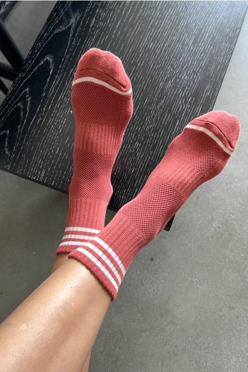 Short Striped Socks in Terracotta