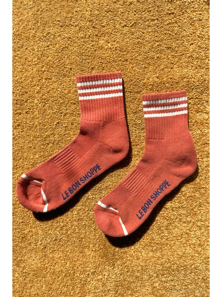 Short Striped Socks in Terracotta