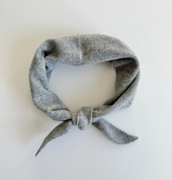 Fuzzy Wool Cravat Scarf in Light Grey