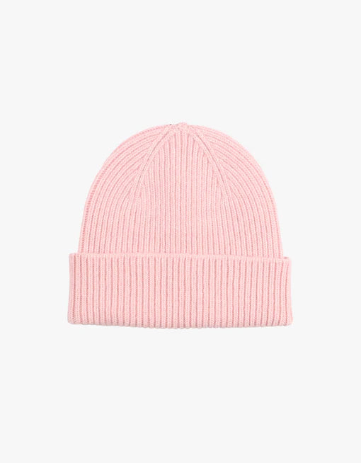 Merino Wool Beanie Hat in Faded Pink