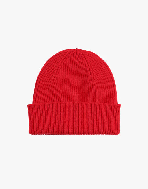 Merino Wool Beanie Hat in Scarlett Red