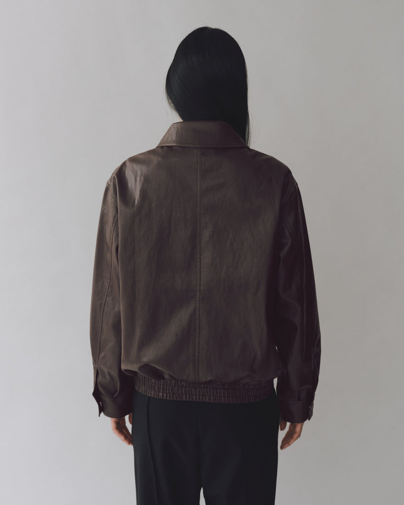 Vegan Leather Blouson in Brown