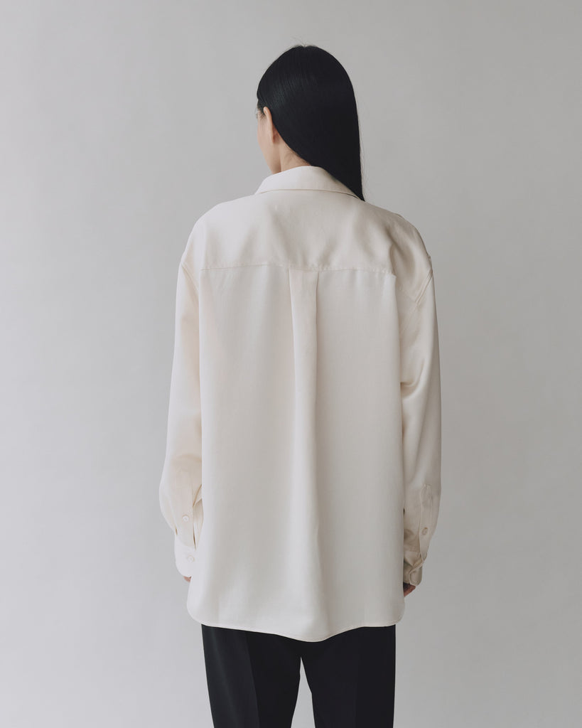 Oversized Satin Shirt in Cream