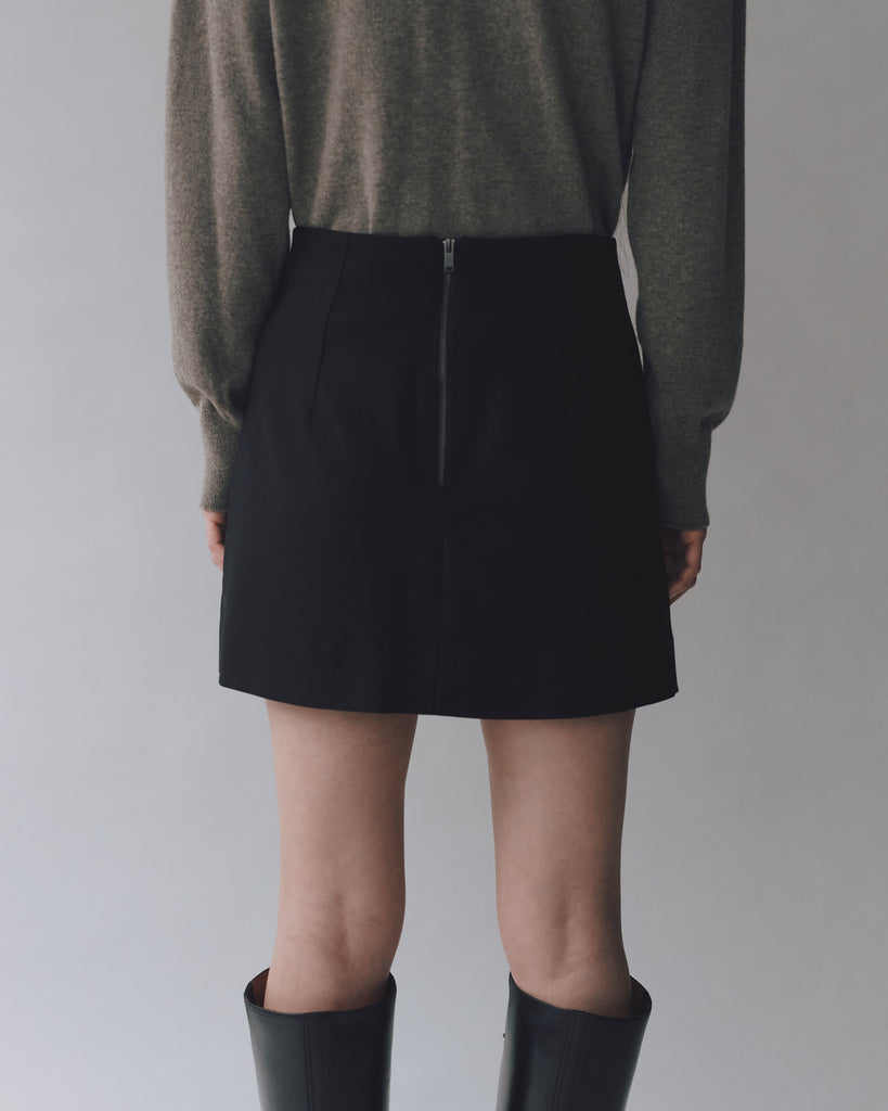 Wool Blend Mini Skirt in Black