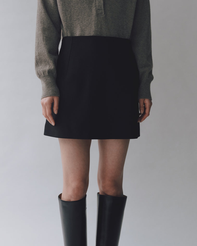 Wool Blend Mini Skirt in Black