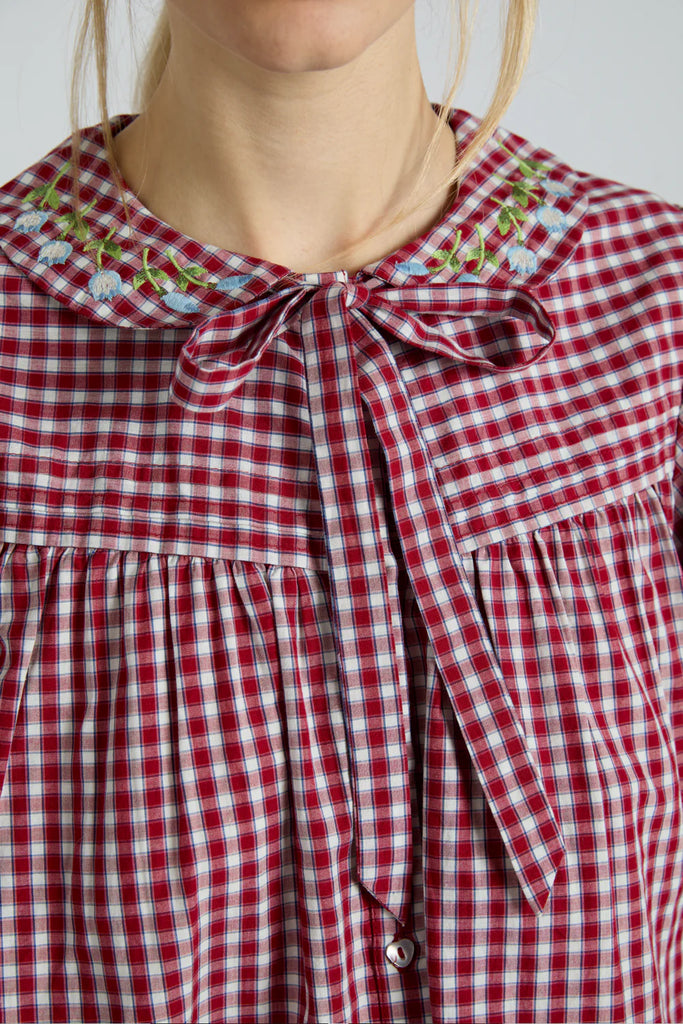 Mila Blouse in Cherry Gingham