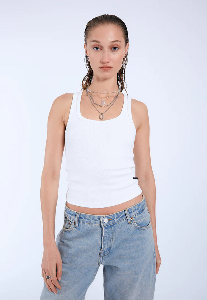 Nyla Rib Tank Top in White