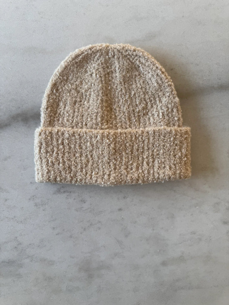 Wool Boucle Beanie in Oatmeal