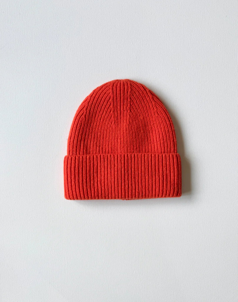 Merino Wool Every Day Beanie in Orange Diamond