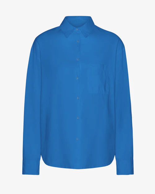Oversized Organic Button Down Shirt in Pacific Blue