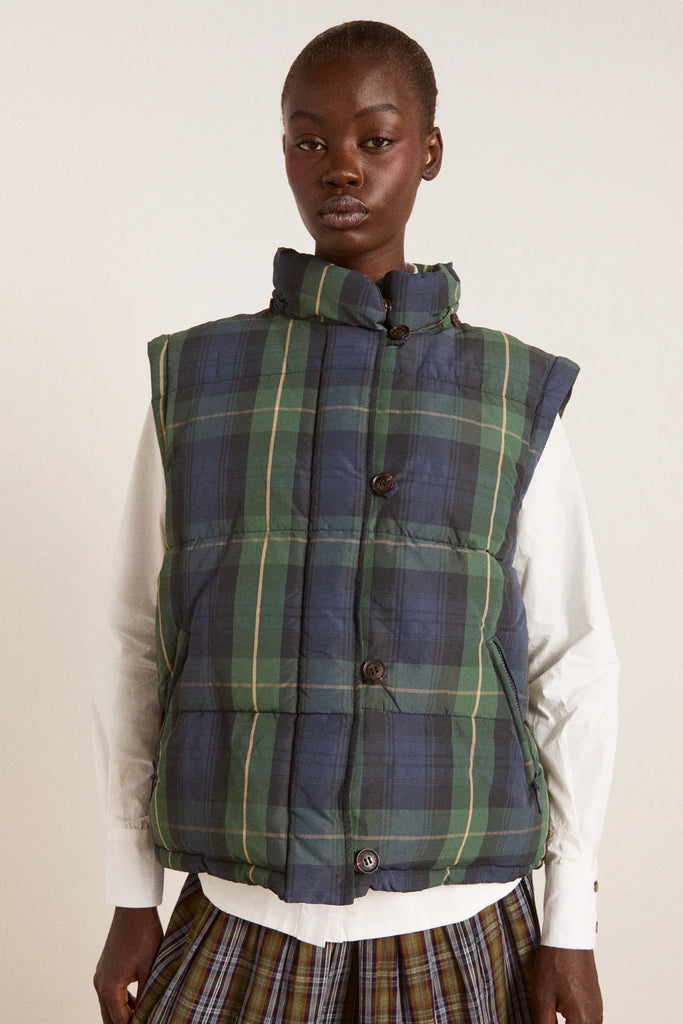 Pearl Puffer in Navy Check