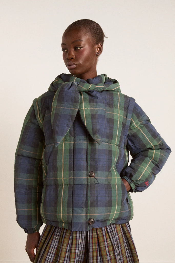 Pearl Puffer in Navy Check