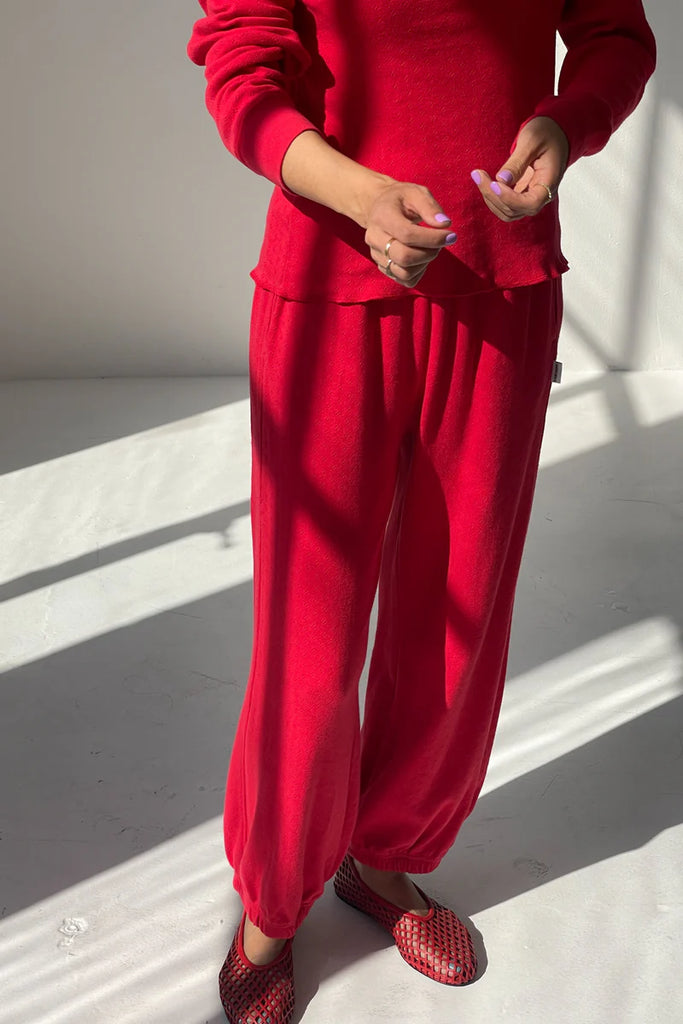 POINTELLE BALLOON PANTS IN RED APPLE