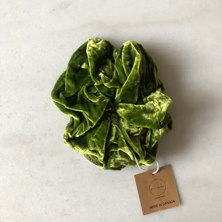 Silk Velvet Scrunchie in Peridot Green