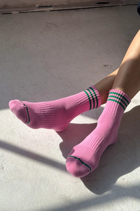 Short Striped Socks in Rose Pink