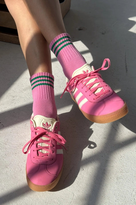 Short Striped Socks in Rose Pink