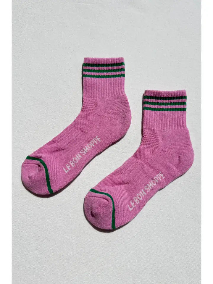 Short Striped Socks in Rose Pink