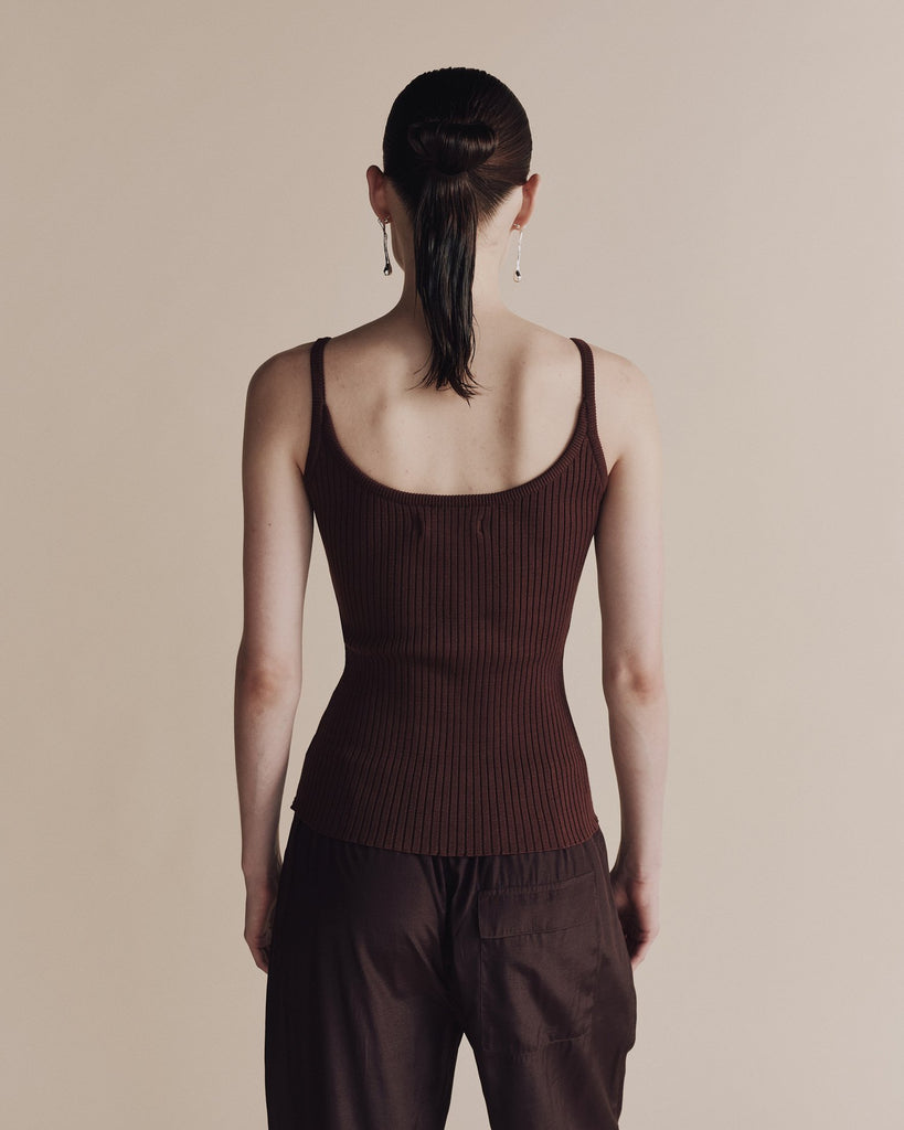 Ribbed Knit Tank in Brown