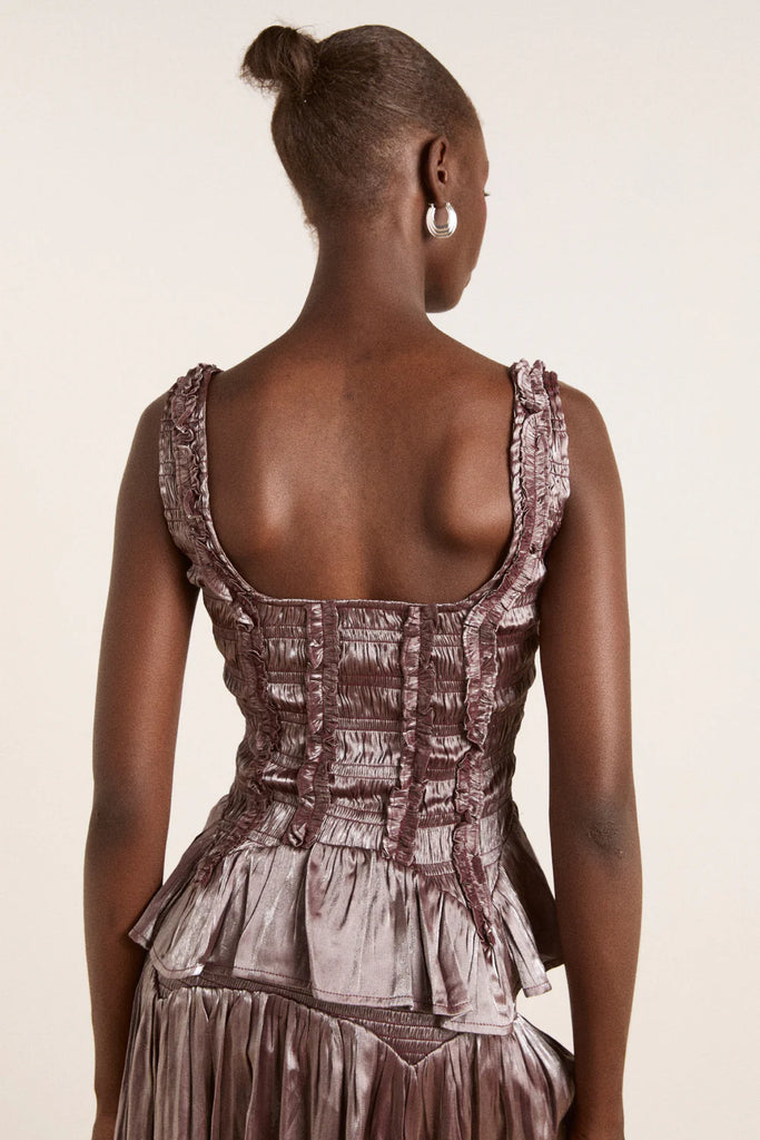 Raphi Cami in Plum Glass Satin