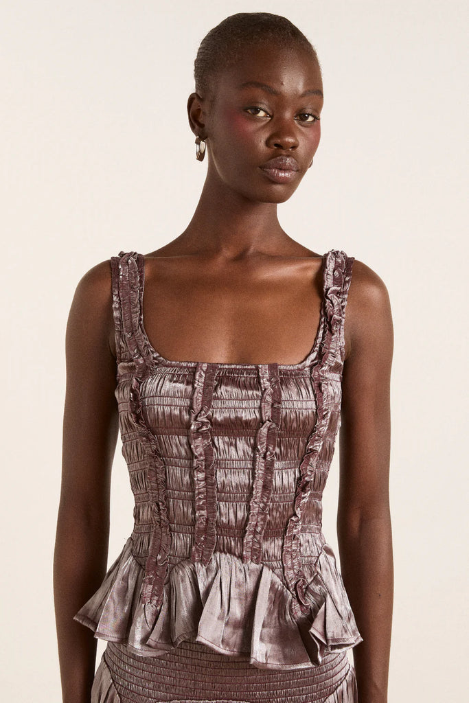 Raphi Cami in Plum Glass Satin