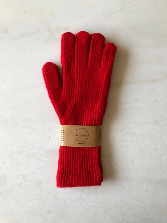 Fuzzy Wool Touch Screen Gloves in Red