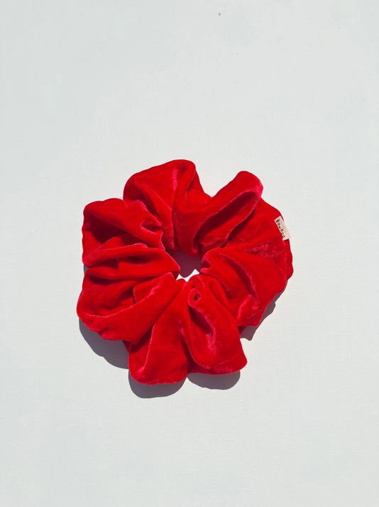 Silk Velvet Scrunchie in Red