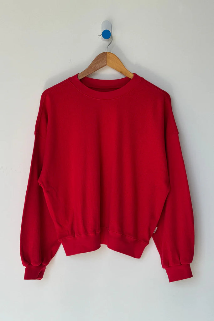 Pointelle Core Sweatshirt in Red Apple