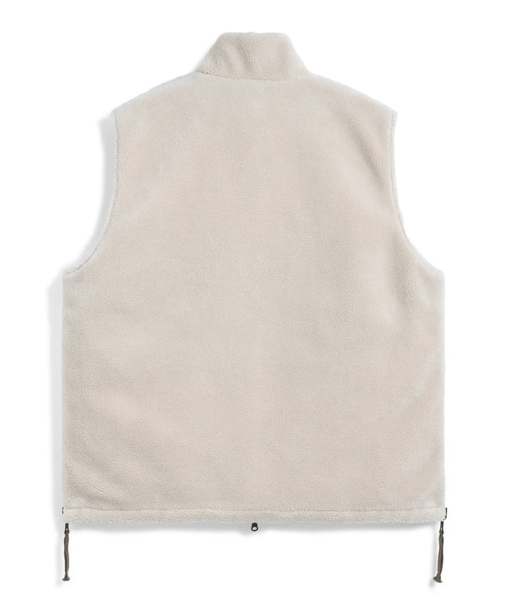 Reversible High Neck Down Vest in Olive and Cream