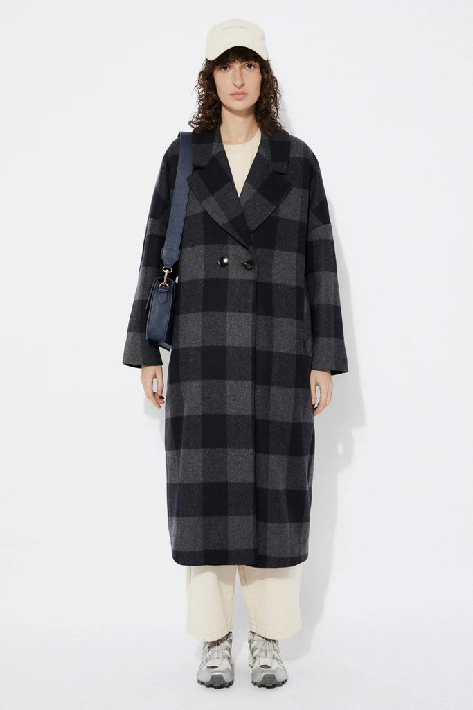 Setut Checkered Coat in Navy Check