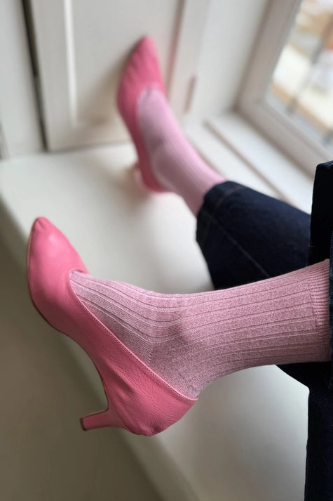 Ribbed Socks in Glitter Sparkling Rose