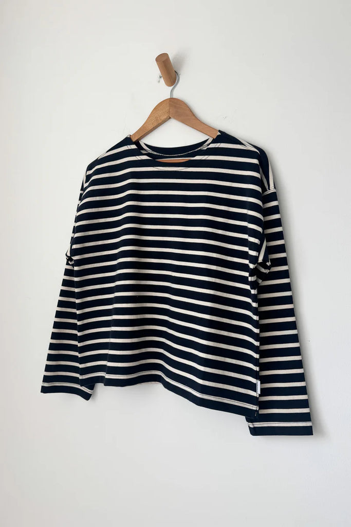 Sailor Top in White Stripe on Navy