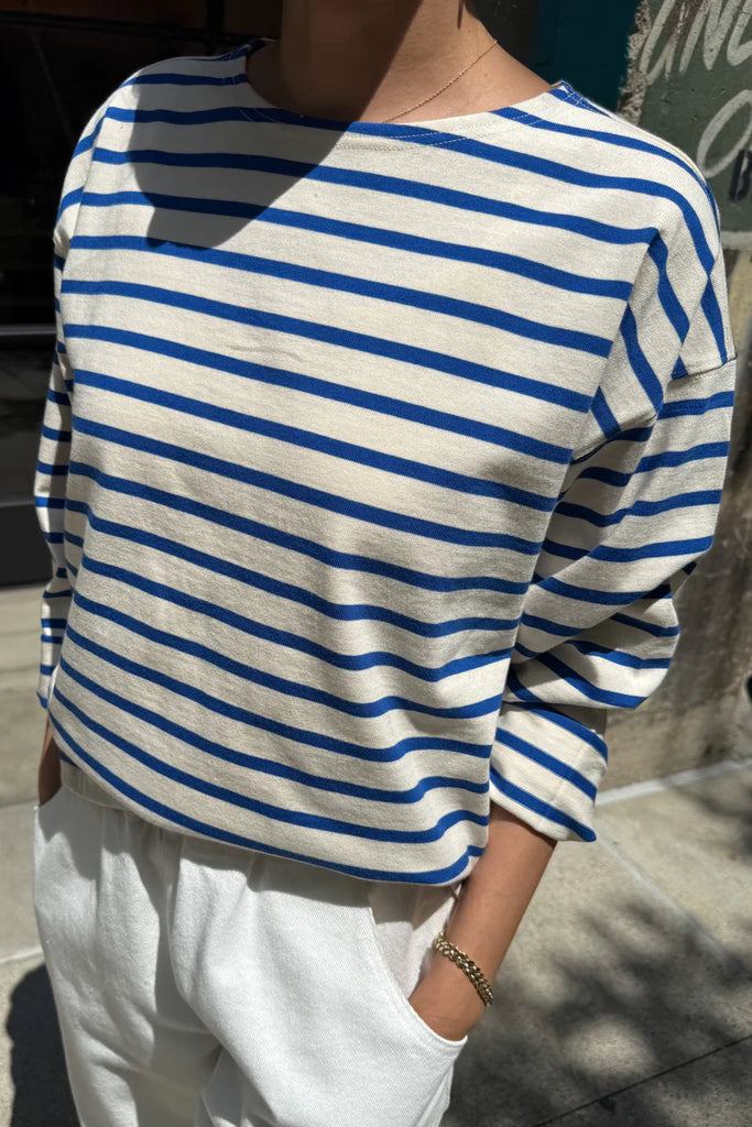Sailor Top in Blue Stripe on Cream