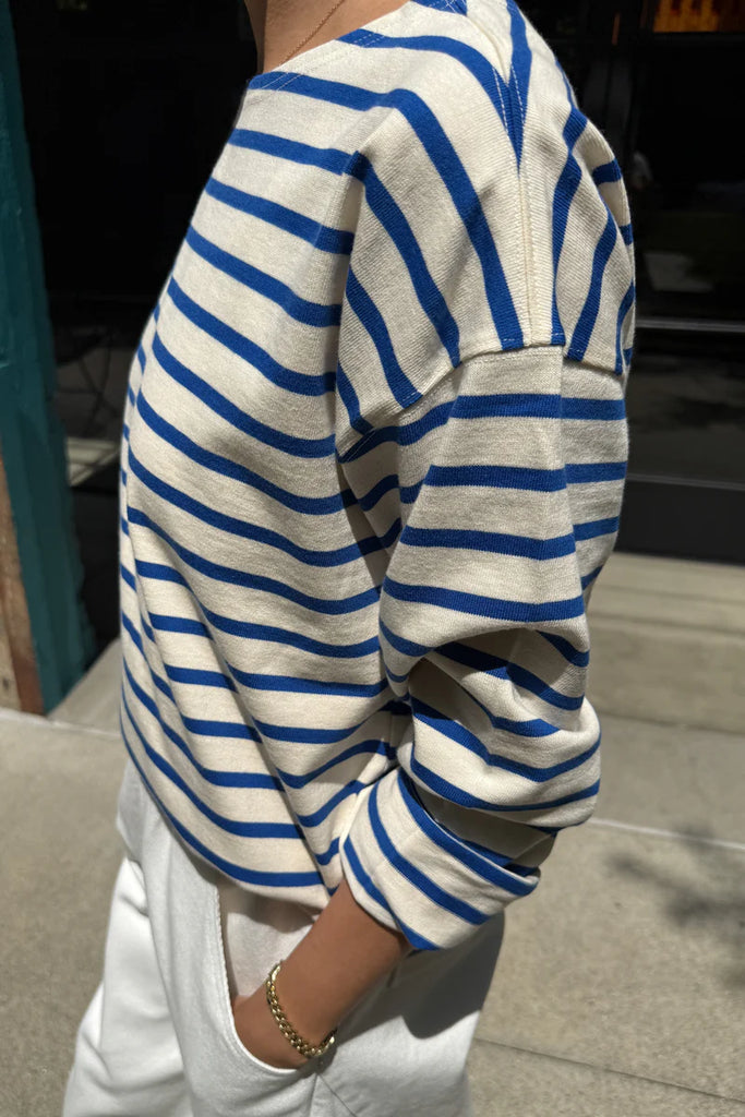 Sailor Top in Blue Stripe on Cream