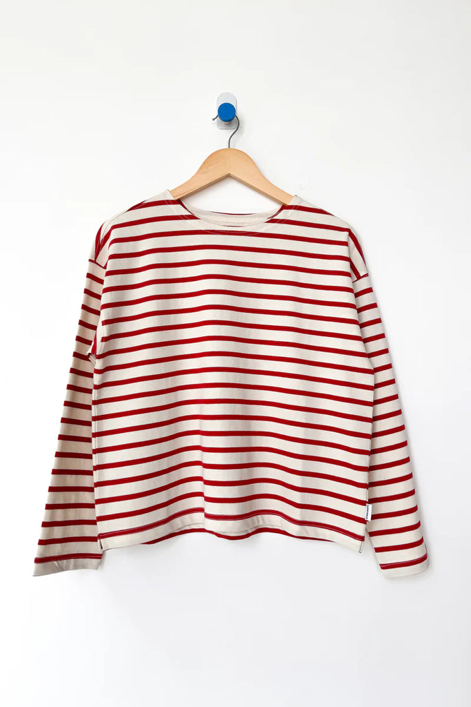 Sailor Top in Red Stripe on Cream
