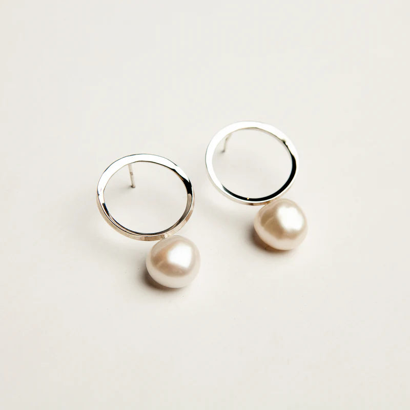 Barroque Pearl Earrings in Silver