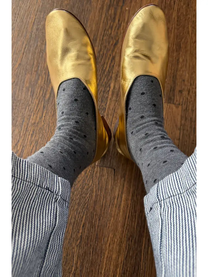Sneaker Socks in Charcoal and Black Polka Dot