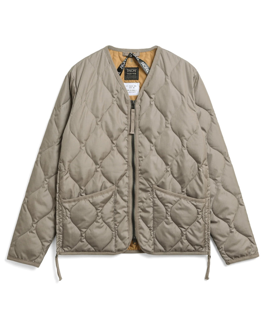 Zip Down V-Neck Jacket in Light Mocha