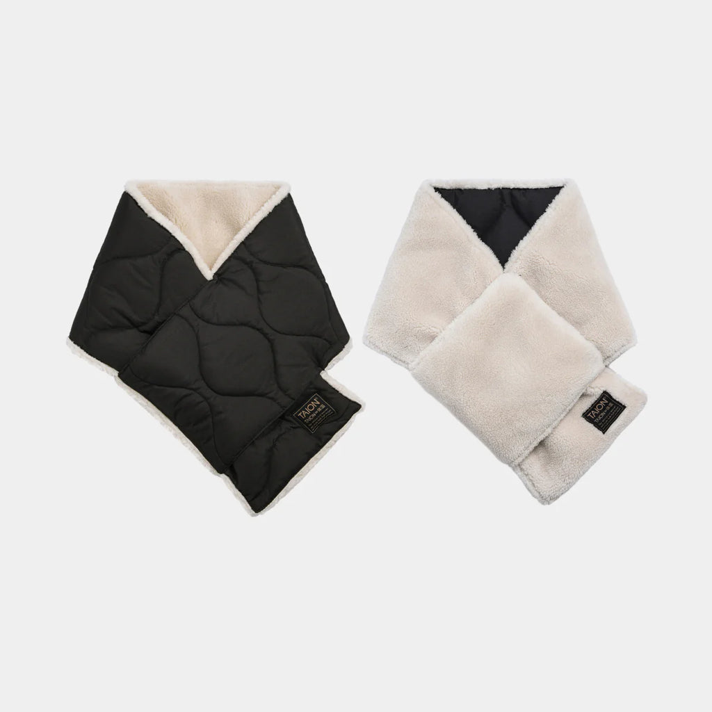 Reversible Down Scarf in Black and Cream