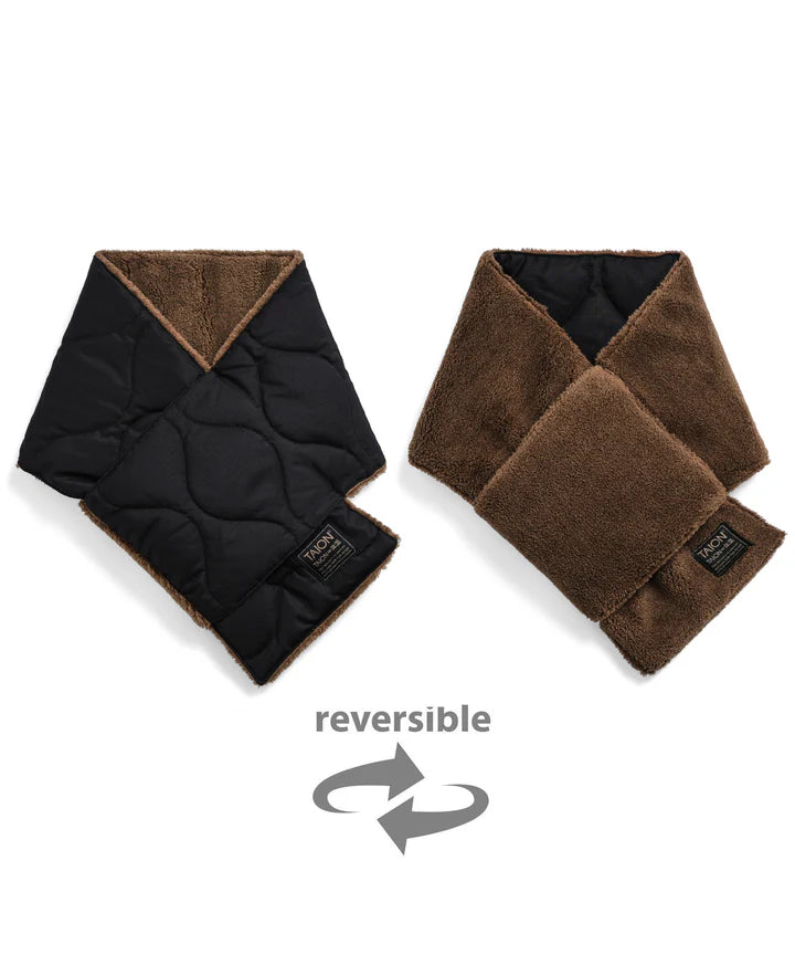 Reversible Down Scarf in Black and Mocha