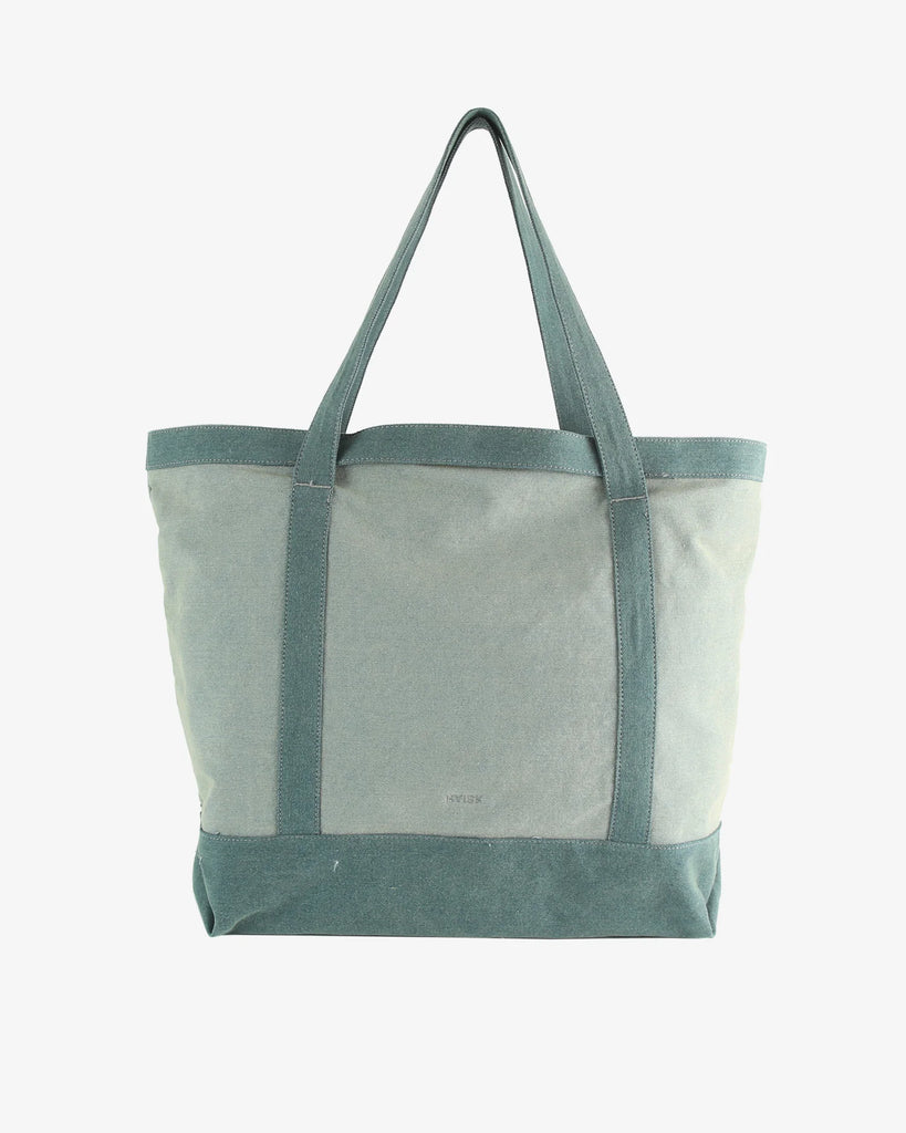 Denim Shopper Tote Bag in Teal Tones