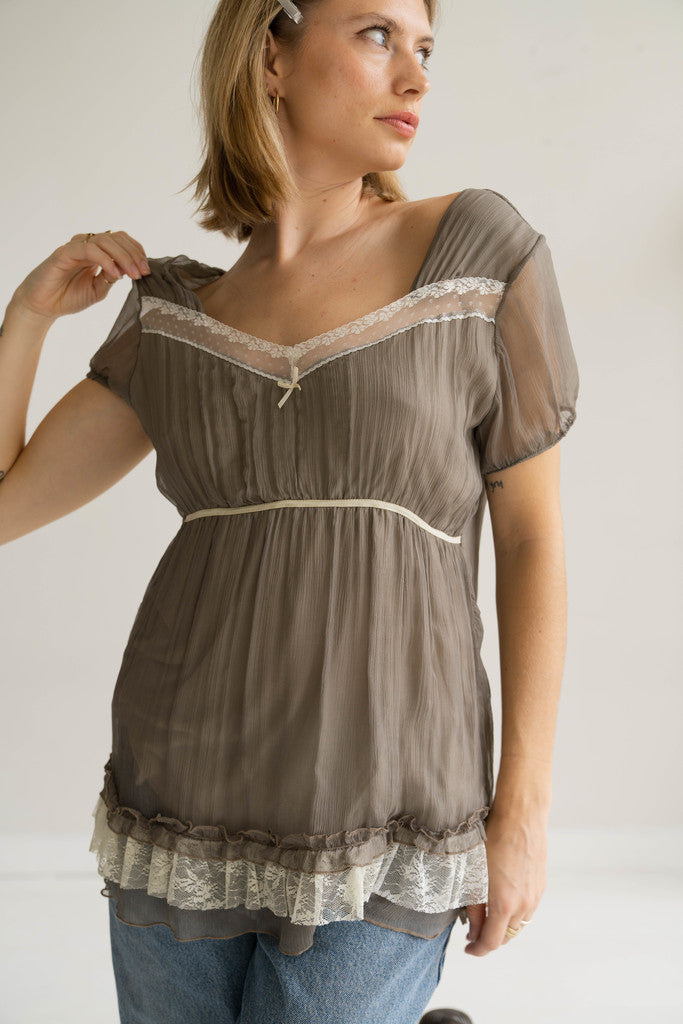 Taupe Babydoll Top