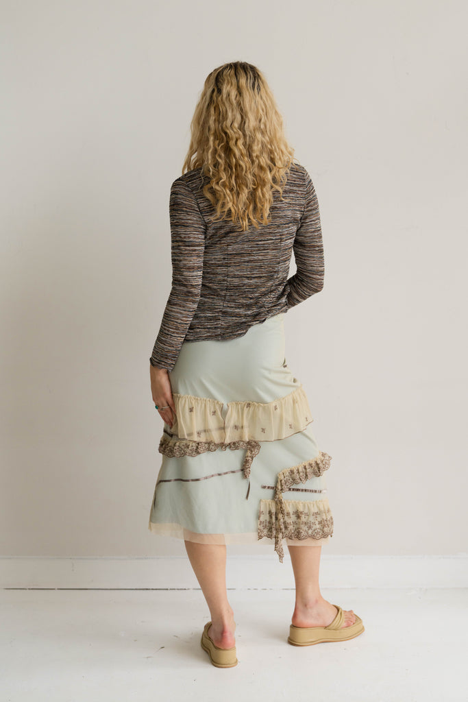 Textured Applique Midi Skirt