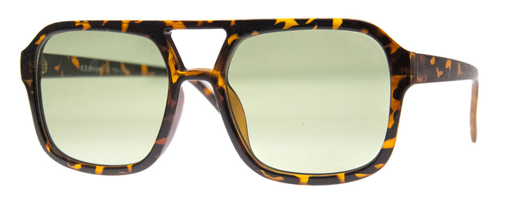 Large Aviator in Tortoise and Green Sunglasses