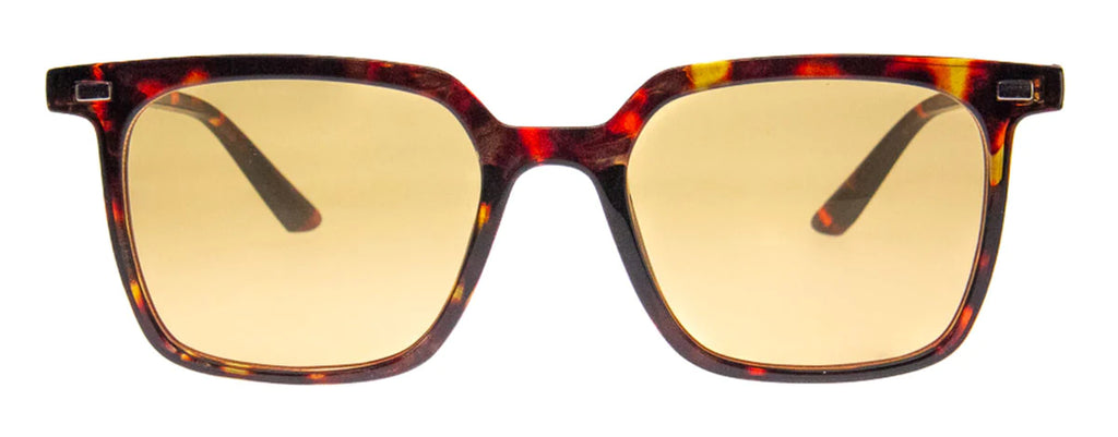 Square Tortoise Sunglasses with Yellow Lens